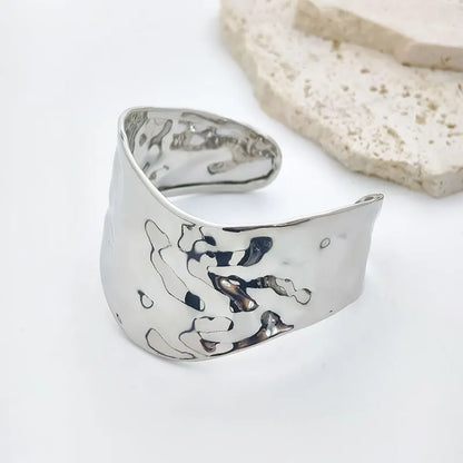 Gold Irregular Statement Cuff Bracelet – Bold Metal Bangle