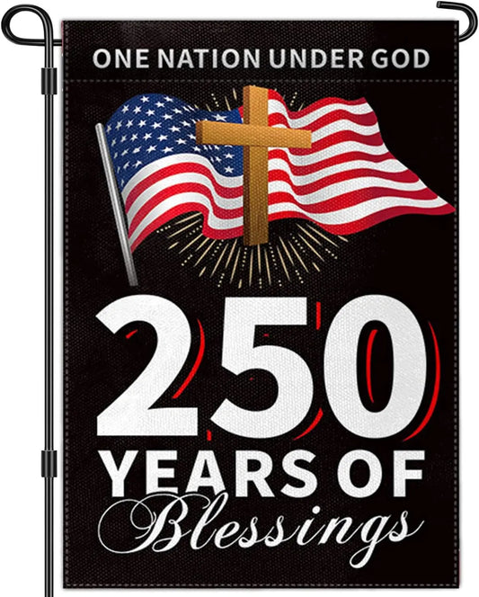 250th Anniversary USA Garden Flag 12x18 Inch 1776-2026 America 4th of July Decorations Flag Outdoor Banner Double Sided