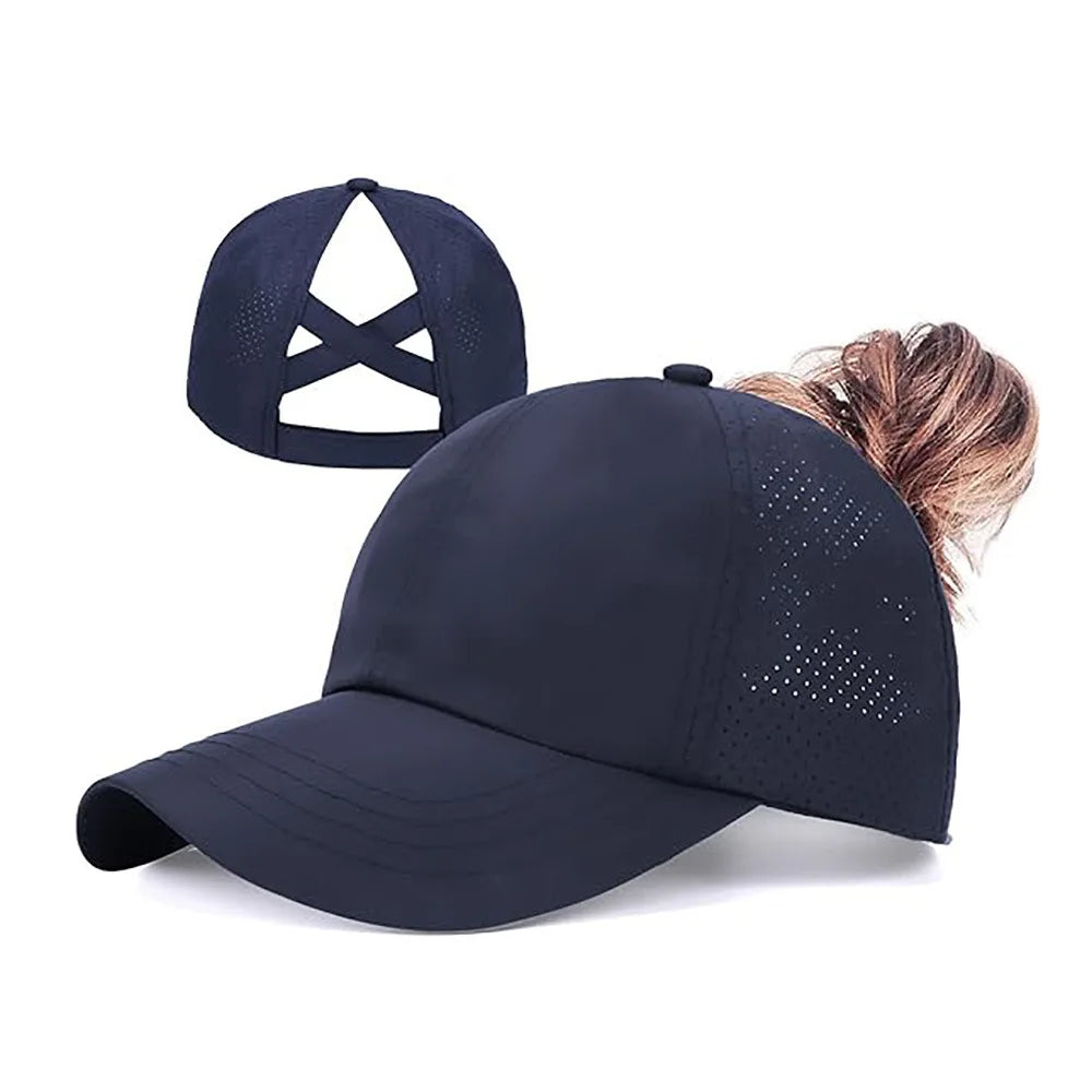 Women’s Ponytail Baseball Cap – Breathable Mesh Sports Hat for Running & Gym