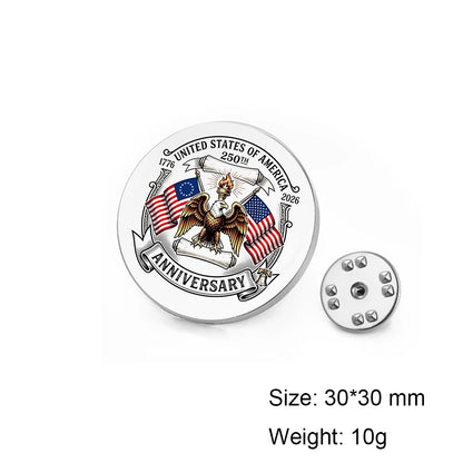 USA 250th Anniversary Round Pin Brooch – 30mm Patriotic Badge