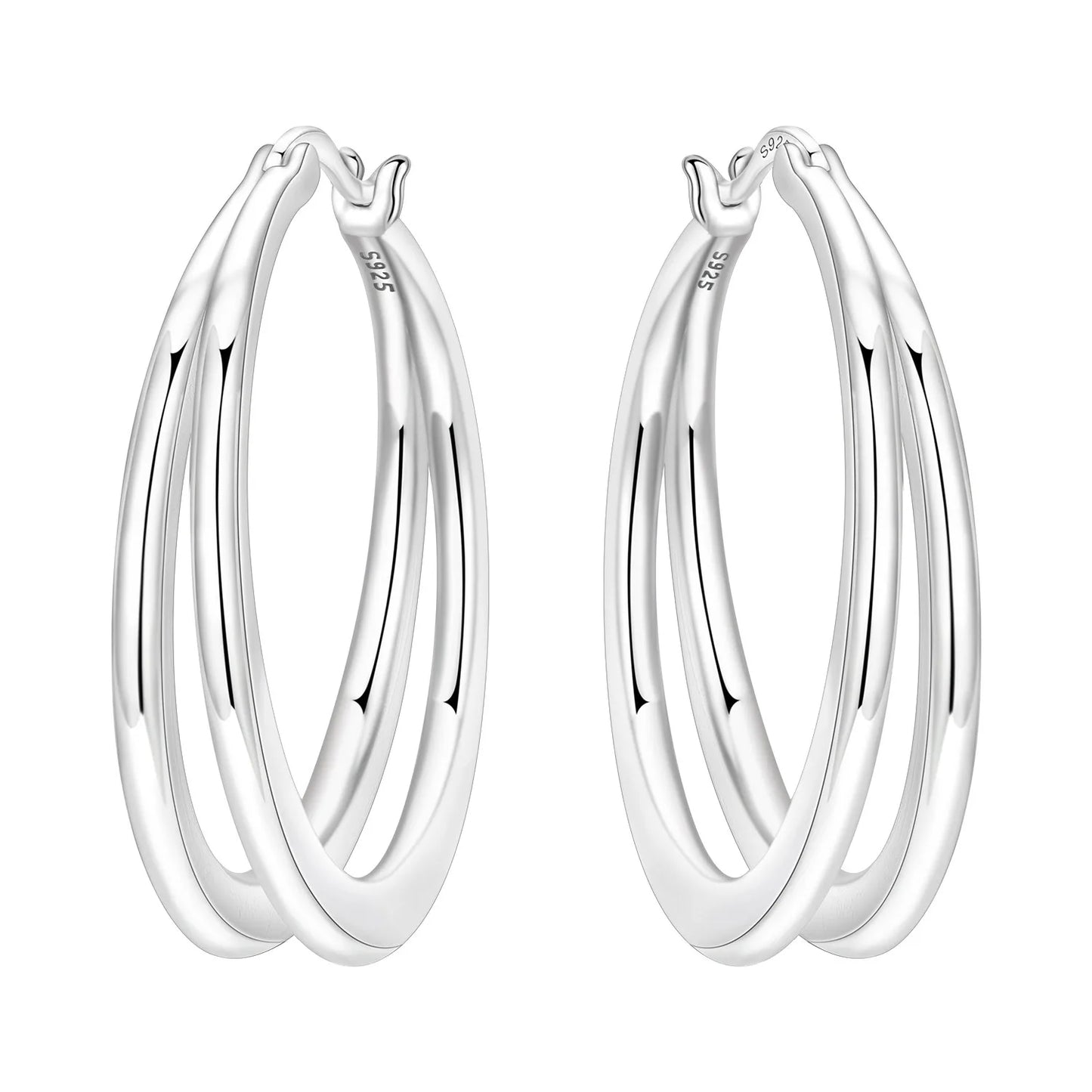 925 Sterling Silver Hoop Earrings – Minimalist Layered Huggie Earrings for Women
