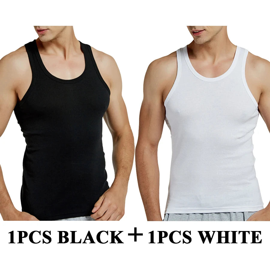Tank Tops Men 2026 Summer 100% Cotton Cool Fitness Vest Sleeveless Tops Gym Slim Colorful Casual Undershirt