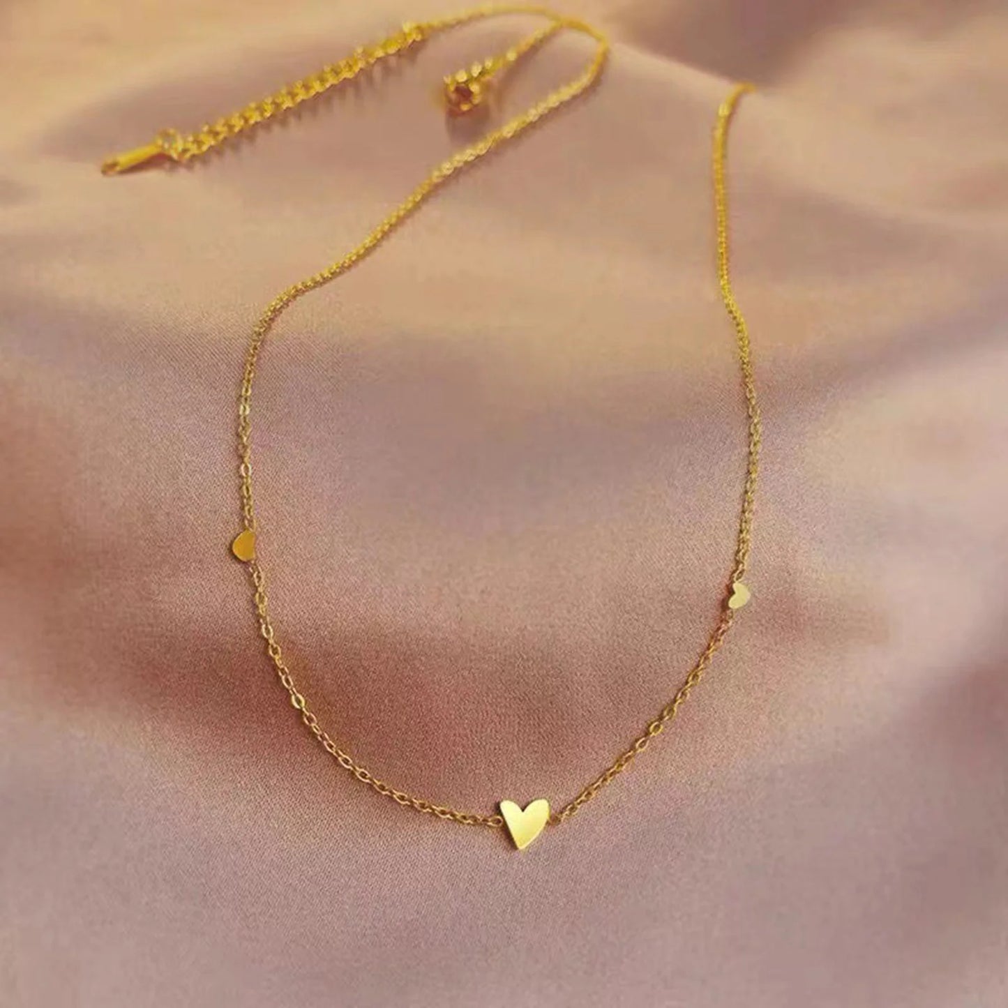 Dainty Gold Heart Necklace – Minimalist Tiny Heart Chain Necklace for Women