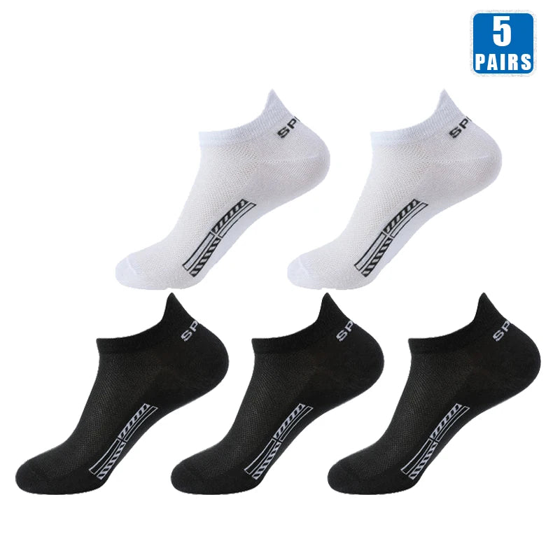 5 Pairs Men’s No Show Sports Socks – Breathable Low Cut Athletic Ankle Socks Set