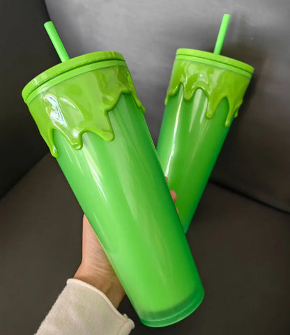 24oz Double Wall Lava Tumbler Cup Magma Style Reusable Drink Cup with Straw