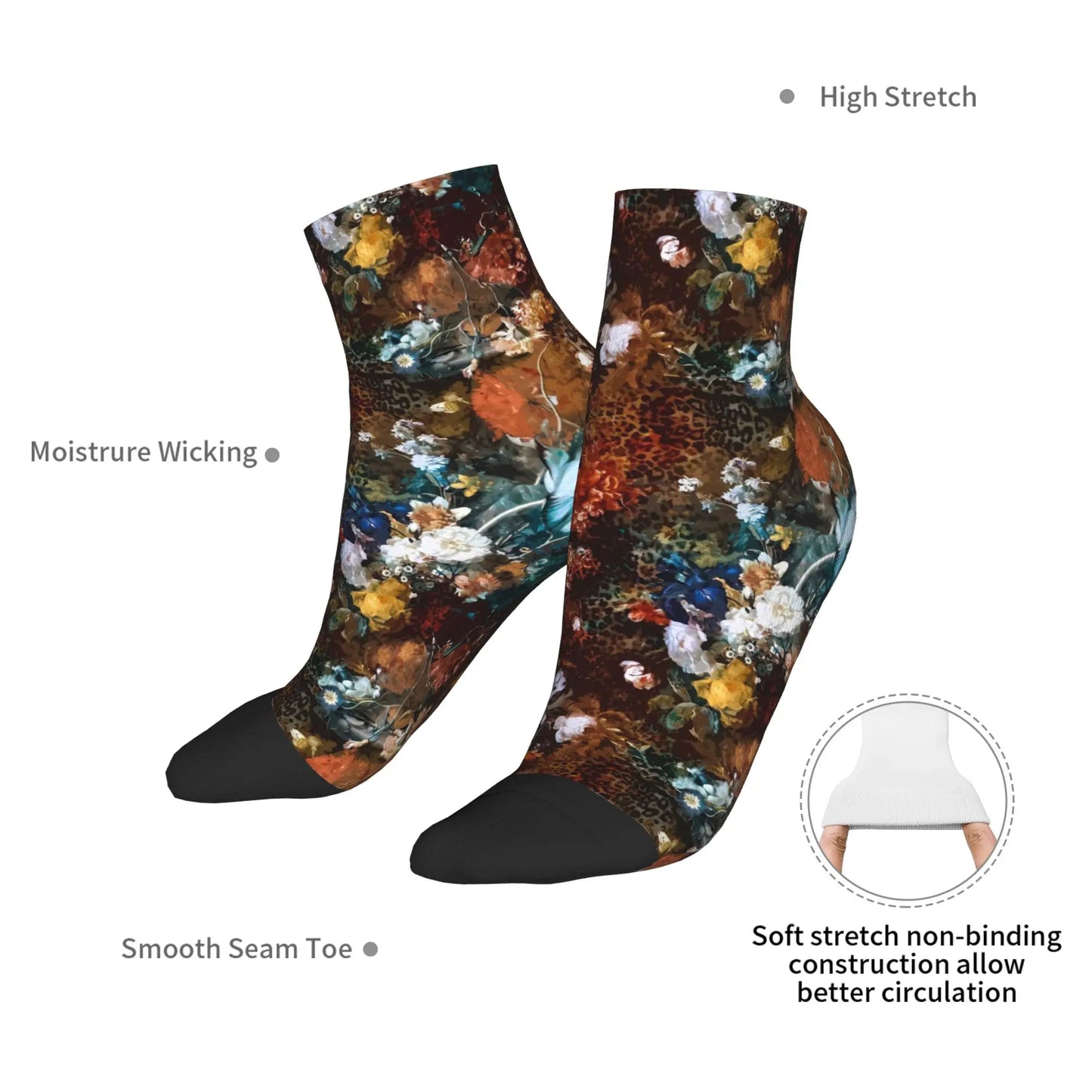 Floral Print Ankle Socks – Vintage Aesthetic Women’s Fashion Socks