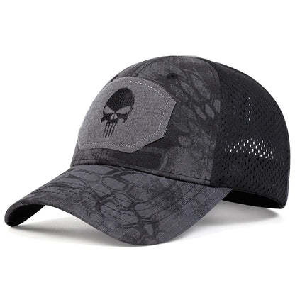 Skull Tactical Trucker Hat – Breathable Mesh Military Baseball Cap