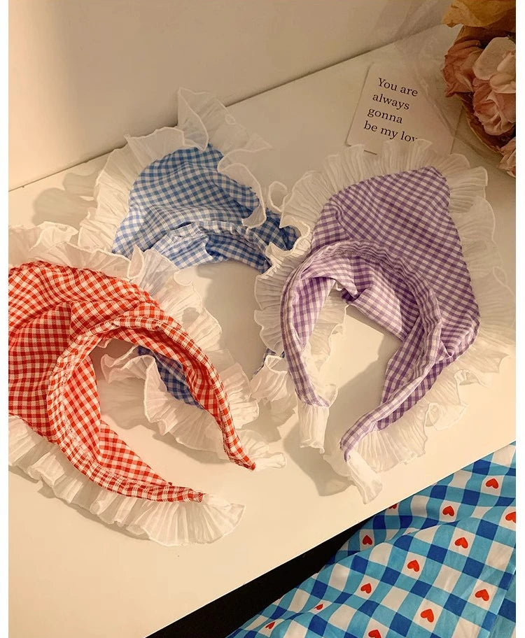 Vintage Lace Headscarf – Cottagecore Floral Hair Scarf, Elegant Triangle Headband for Women