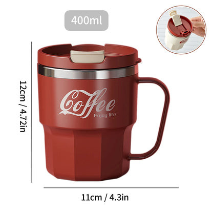 Insulated Coffee Mug with Straw – Stainless Steel Travel Cup for Coffee, Tea & Office Desk Drinkware
