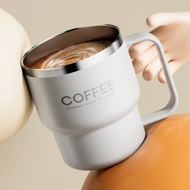 Insulated Coffee Mug with Straw – Stainless Steel Travel Cup for Coffee, Tea & Office Desk Drinkware