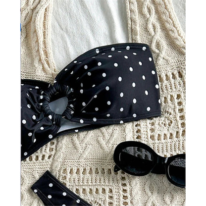 Polka Dot Bandeau Brazilian Bikini Set Women Two Piece Swimsuit Retro Summer Swimwear