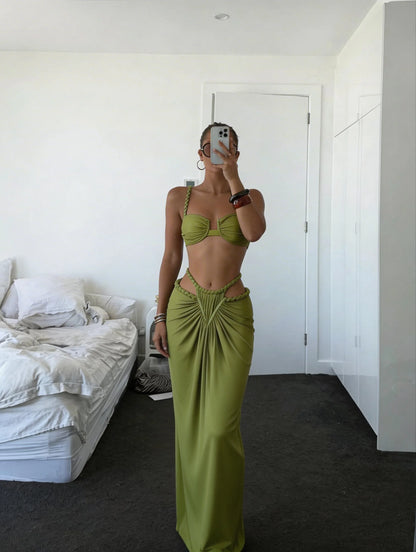 Braided 3 Piece Bikini Set Women Solid Swimwear Sexy Beachwear Swimsuit