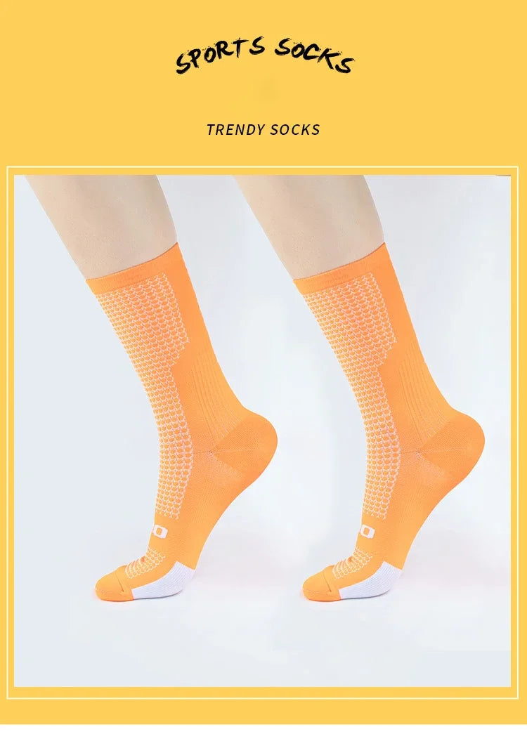 5 Pairs Compression Sports Crew Socks – Breathable Athletic Running & Training Socks