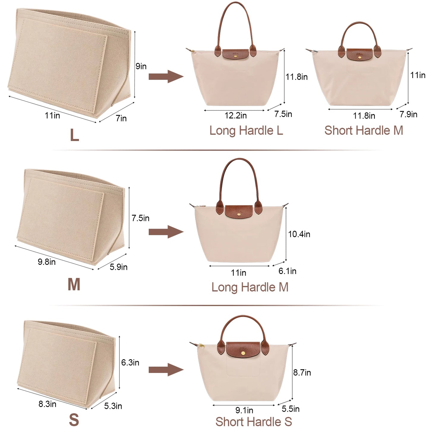 Felt Purse Organizer Insert – Multi Pocket Handbag Storage Shaper for Tote Bags