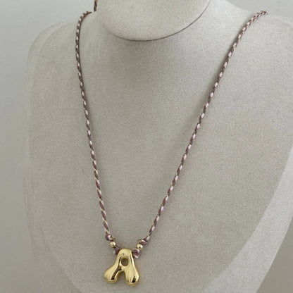 Personalized Bubble Initial Necklace – Gold Letter Pendant Necklace for Women Trendy Jewelry