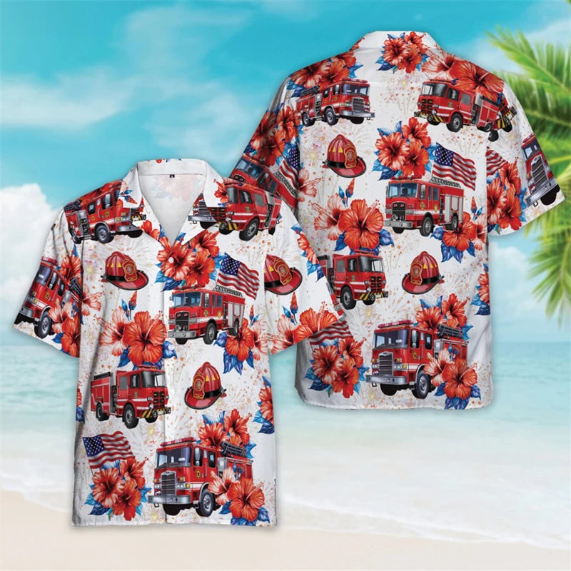 Patriotic American Flag Hawaiian Shirt – Men’s Summer Button Down Shirt