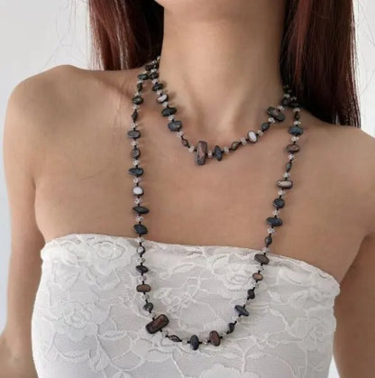 Bohemian Colorful Irregular Shell Beaded Necklace Long Sweater Chain Accessory Vintage Style Women's Holiday Fashion Jewelry