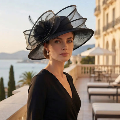 Royal Ascot Mesh Veil Fascinator | Elegant Pillbox Hat for Wedding & Banquet