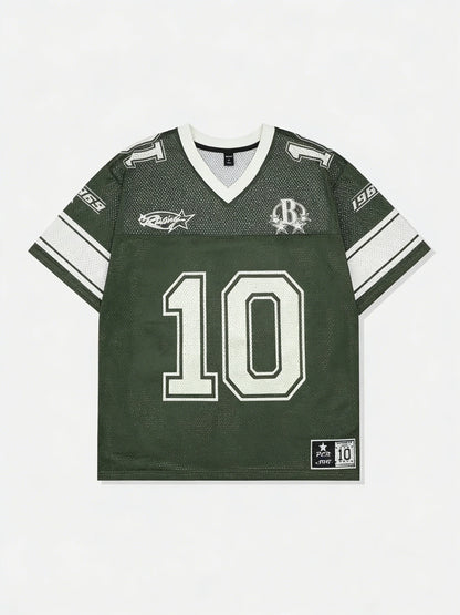 Number 10 Oversized Jersey T-Shirt Women V-Neck Sport Style Casual Summer Streetwear Tee