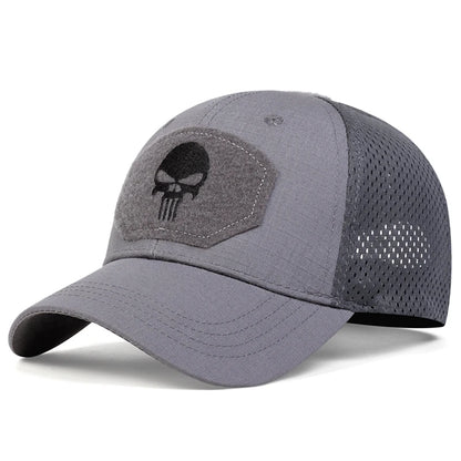 Skull Tactical Trucker Hat – Breathable Mesh Military Baseball Cap