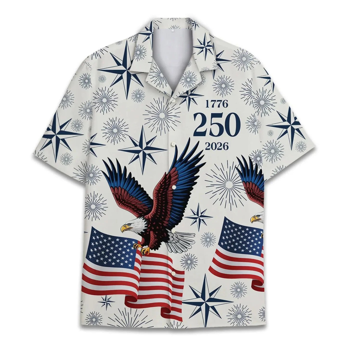 250 Years of Freedom Hawaiian Shirt Patriotic Eagle 4th of July Aloha Top