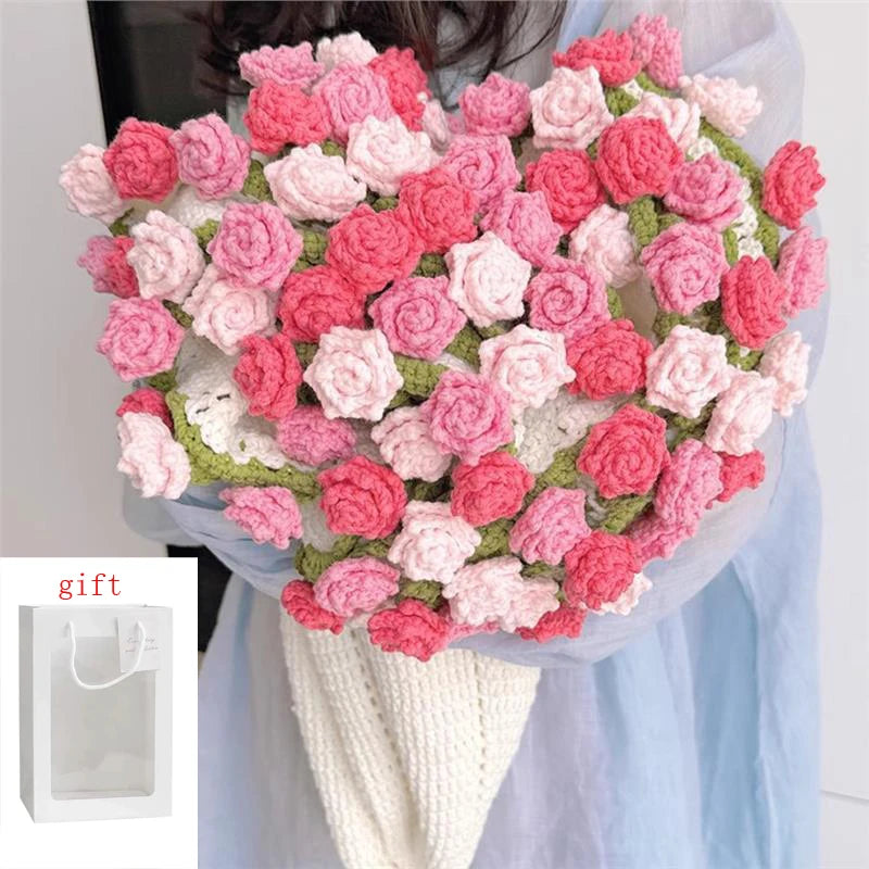 Handmade Crochet Rose Blanket Bouquet | Unique Birthday Gift for Her