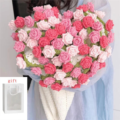 Handmade Crochet Rose Blanket Bouquet | Unique Birthday Gift for Her
