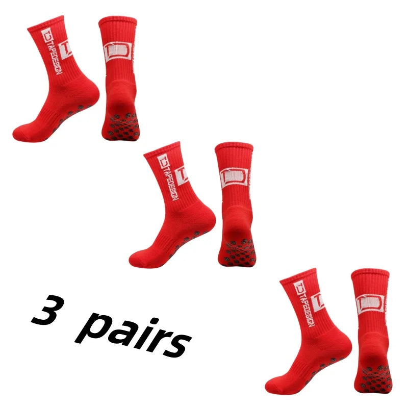 3 Pairs Grip Soccer Socks – Anti Slip Athletic Crew Sports Socks
