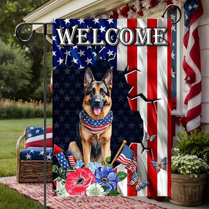 4th of July Patriotic Dog Garden Flags 12x18 Double Sided, Burlap Independence Day Garden Flag Memorial Day