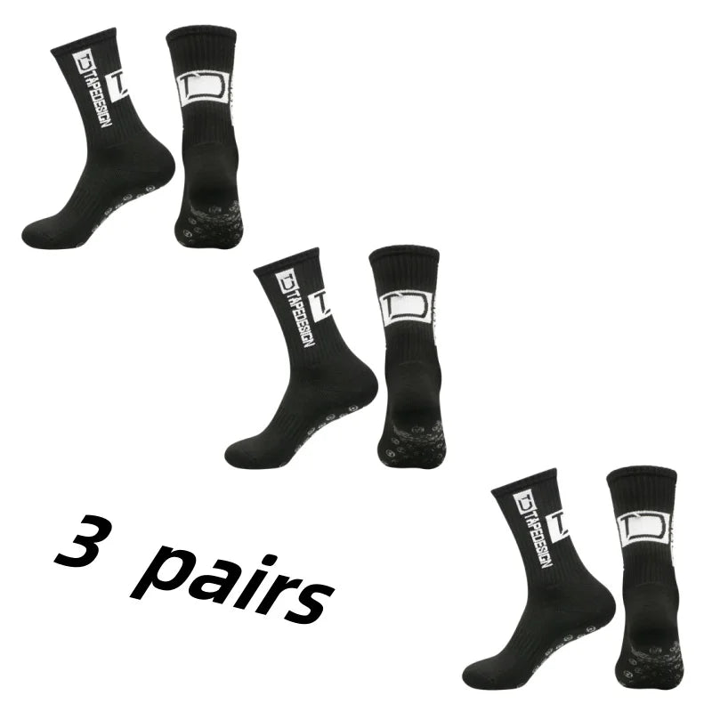 3 Pairs Grip Soccer Socks – Anti Slip Athletic Crew Sports Socks