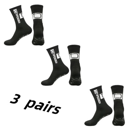 3 Pairs Grip Soccer Socks – Anti Slip Athletic Crew Sports Socks