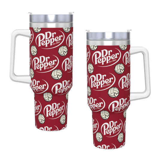 Dr Pepper Logo Tumbler – 40oz Insulated Stainless Steel Travel Mug with Handle