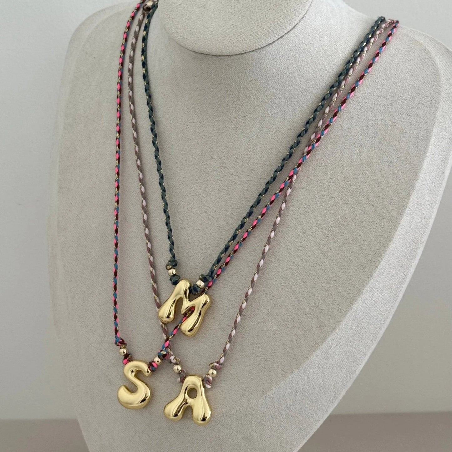 Personalized Bubble Initial Necklace – Gold Letter Pendant Necklace for Women Trendy Jewelry