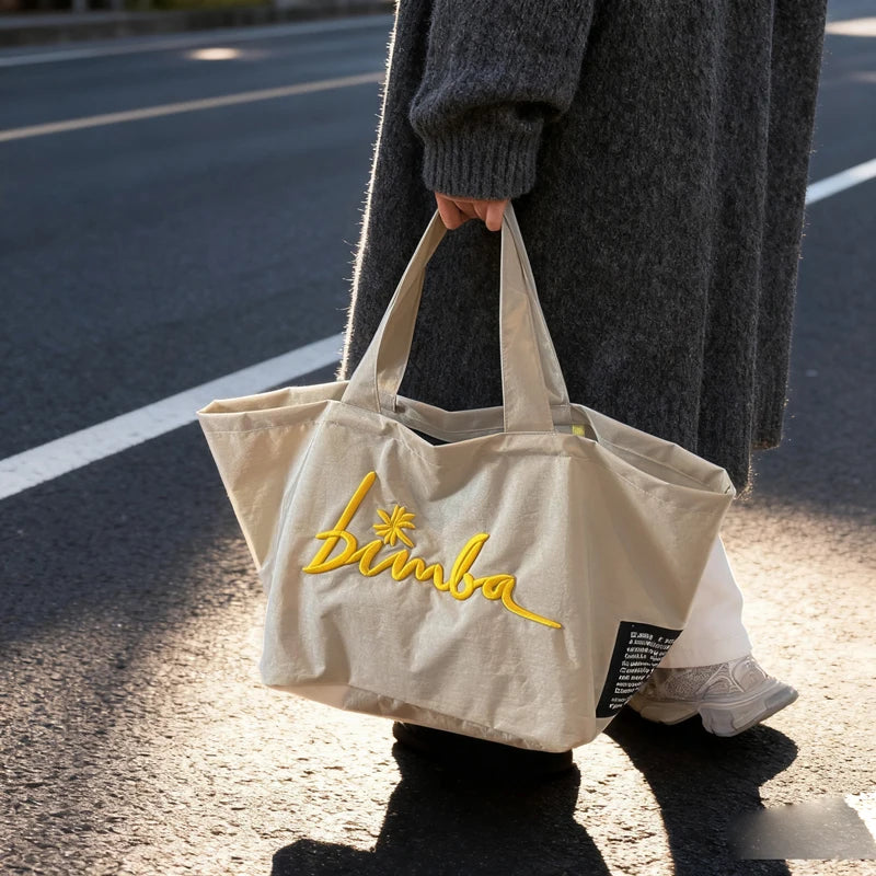 Large Capaci Canvas Tote Bag Women's 2026 New High-End Embroidered Casual op Bag Mom Sle Commuter Bag