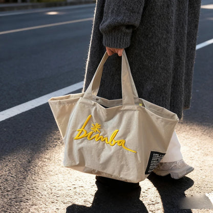Large Capaci Canvas Tote Bag Women's 2026 New High-End Embroidered Casual op Bag Mom Sle Commuter Bag