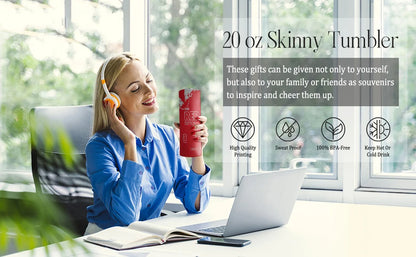 Energy Drink Slim Tumbler – 20oz Stainless Steel Cup with Straw & Lid