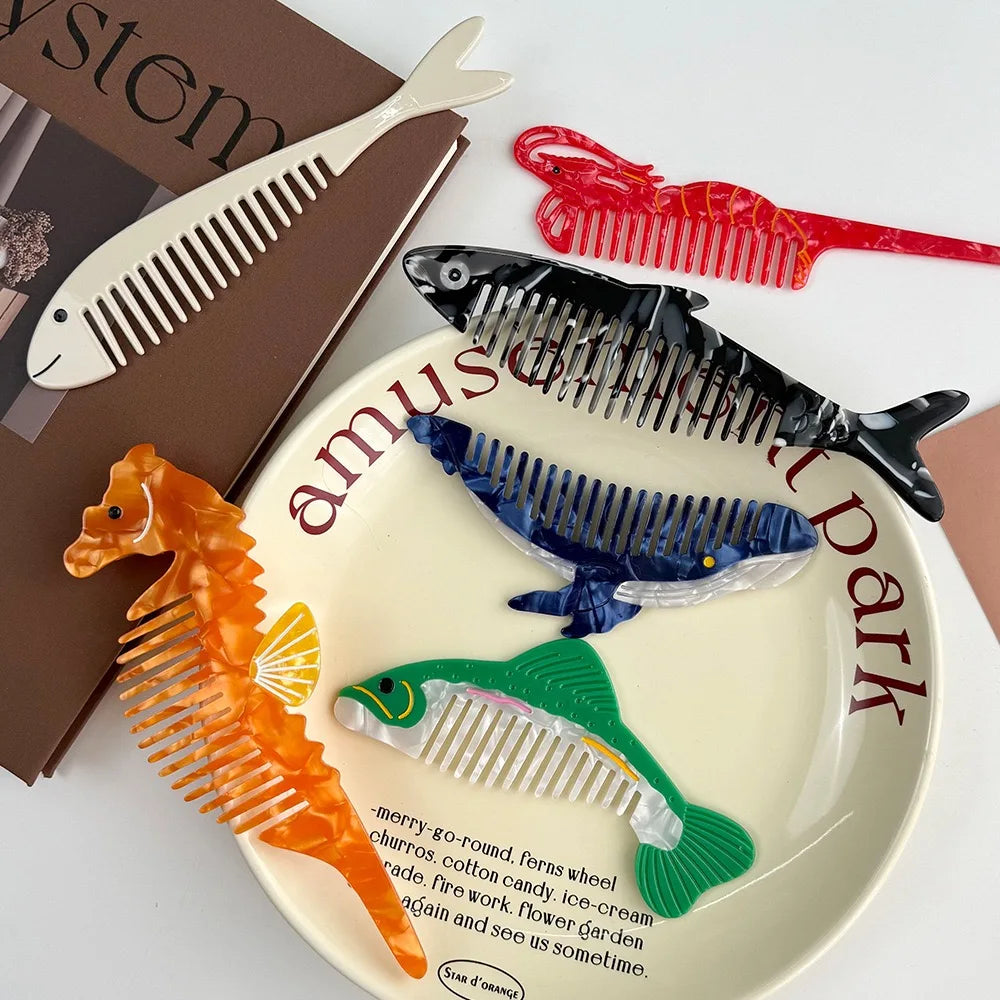 Cute Animal & Fruit Hair Comb Collection – Kawaii Acetate Detangling Comb for Women, Kids & Aesthetic Accessories
