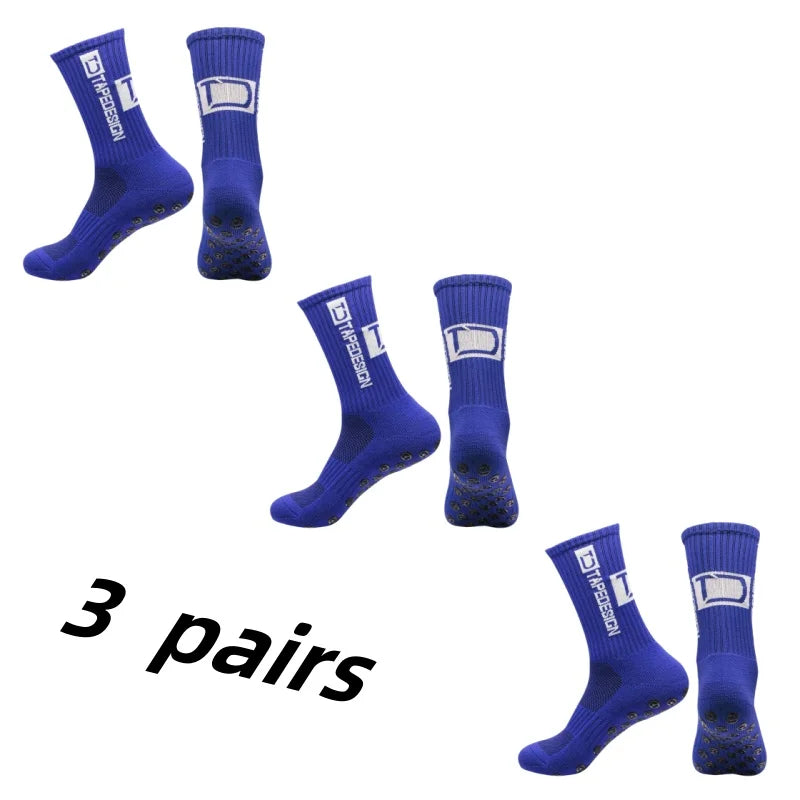 3 Pairs Grip Soccer Socks – Anti Slip Athletic Crew Sports Socks