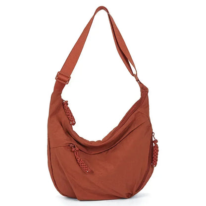Casual Nylon Crescent Shoulder Bag – Lightweight Slouchy Crossbody Hobo Bag for Women