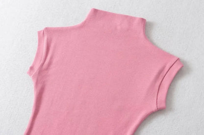 Women’s Sleeveless Turtleneck Top – Slim Fit Solid Basic Tee
