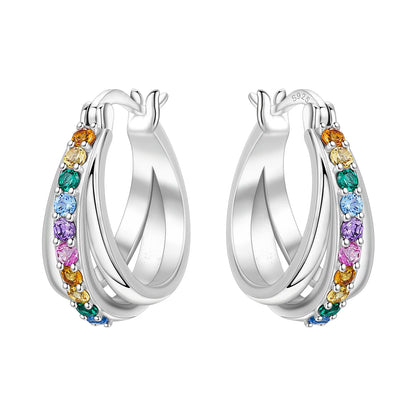 925 Sterling Silver Hoop Earrings – Minimalist Layered Huggie Earrings for Women