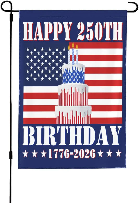 America 1776 2026 flags 4th July Patriotic Happy 250th-Birthday 12x18 Garden Flag Double Side