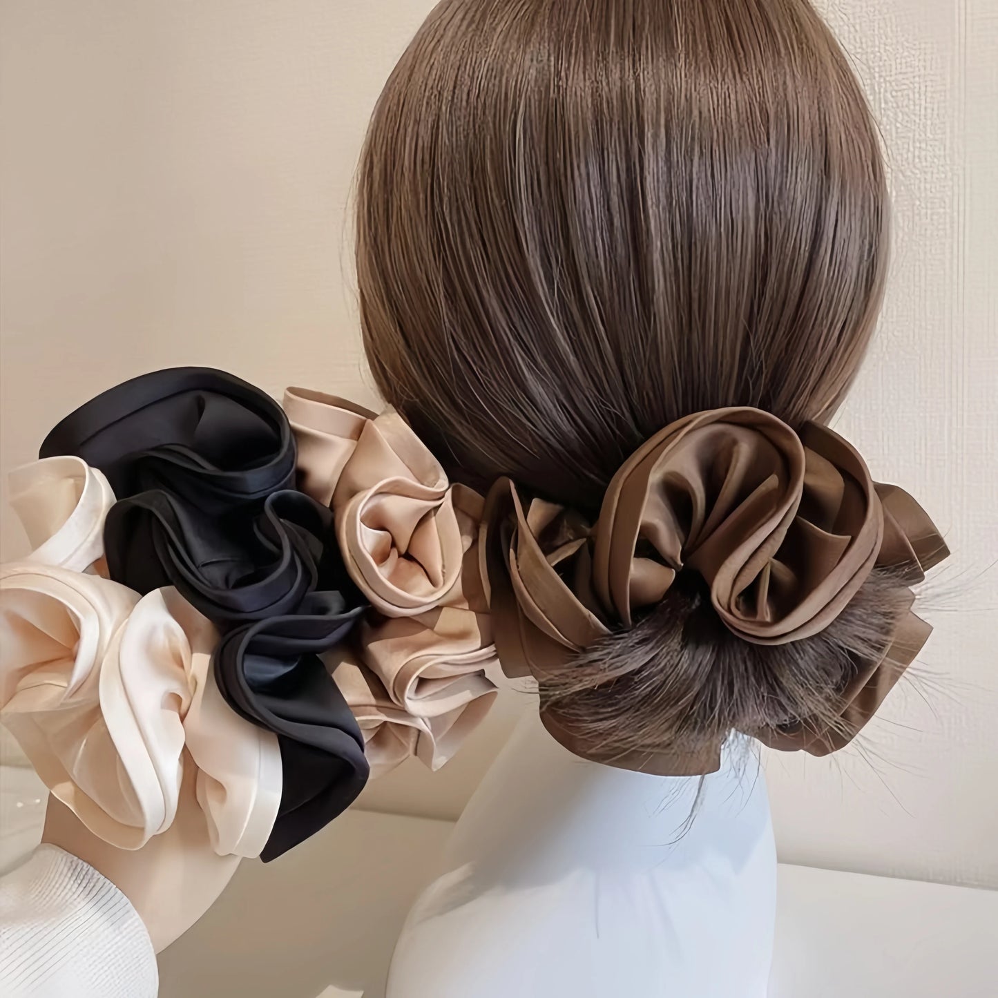 Oversized Satin Scrunchies – Large Soft Hair Ties for Women