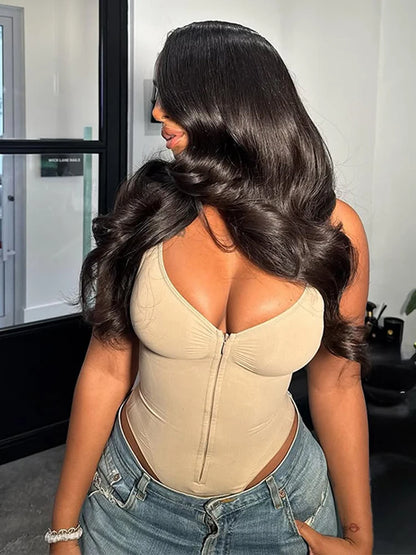 Tight Bodysuit Women Hip Lifting Body Shaping Solid Corset Female Sexy Zipper Women's Evening Corset Casual Slim Short Top Women