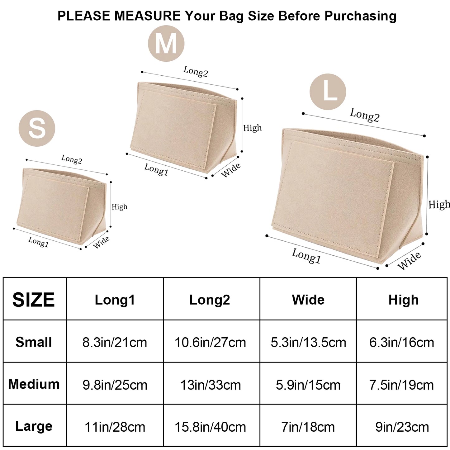 Felt Purse Organizer Insert – Multi Pocket Handbag Storage Shaper for Tote Bags