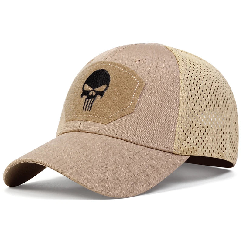 Skull Tactical Trucker Hat – Breathable Mesh Military Baseball Cap