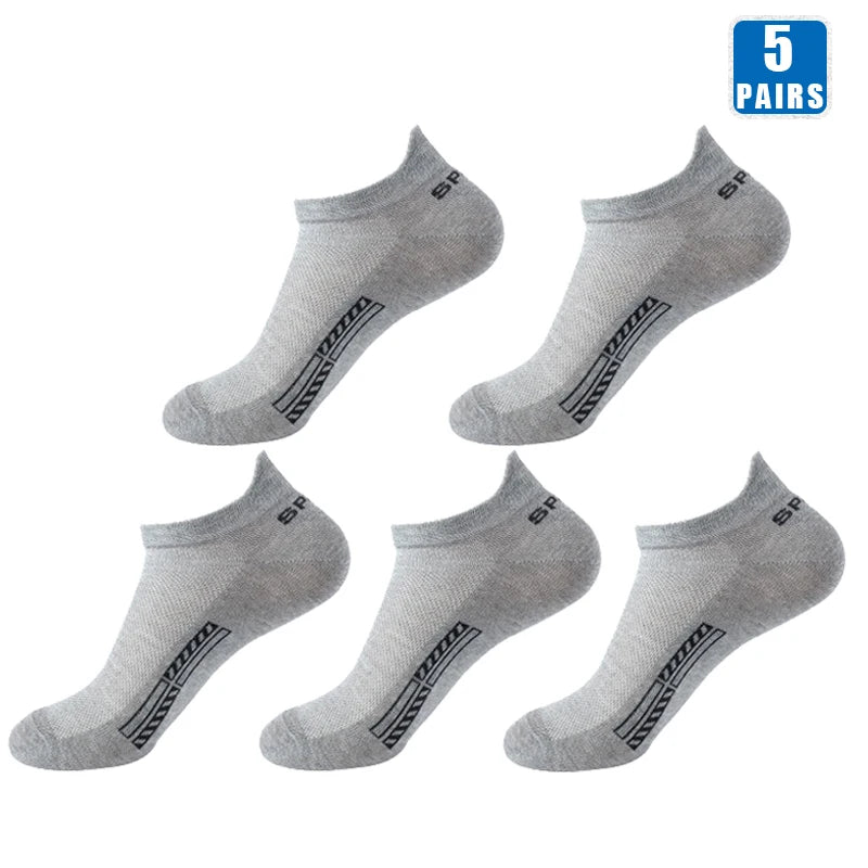 5 Pairs Men’s No Show Sports Socks – Breathable Low Cut Athletic Ankle Socks Set