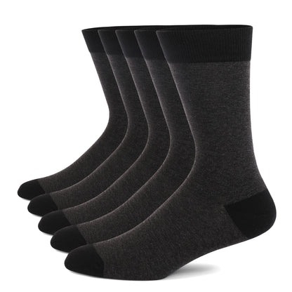 5 Pairs Men’s Dress Crew Socks Set – Classic Patterned Business Casual Socks