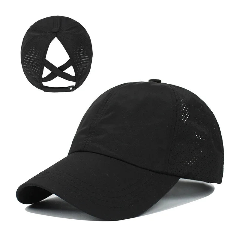 Women’s Ponytail Baseball Cap – Breathable Mesh Sports Hat for Running & Gym