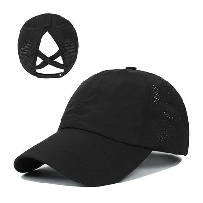 Women’s Ponytail Baseball Cap – Breathable Mesh Sports Hat for Running & Gym